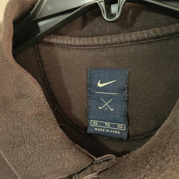 Vintage Nike Golf Polo Shirt Men’s L Chocolate Brown 1/4 Button Made In Peru - Picture 3 of 7